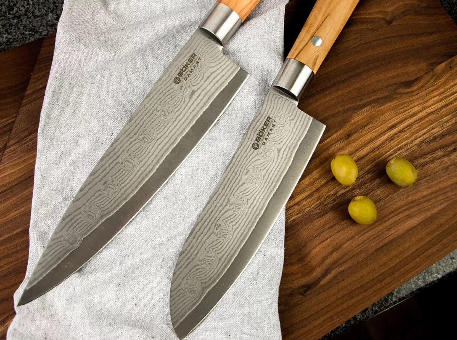 Damascus Olive Santoku-Böker Manufaktur Solingen Flash Sale