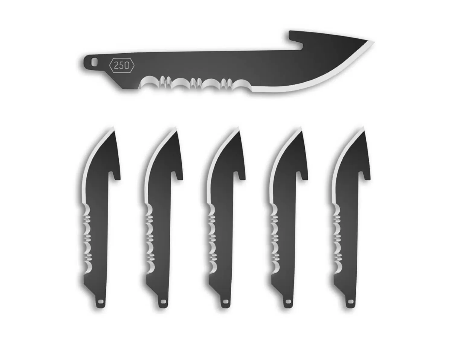 2.5" Serrated Drop Point Replacement Blades 6-Pack Black Oxide-Outdoor Edge Sale