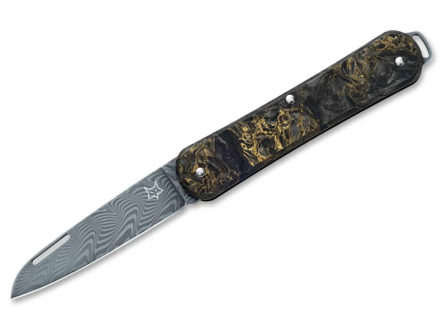 Vulpis 130 Limited Dark Matter Gold CF Damascus-Fox Knives Cheap